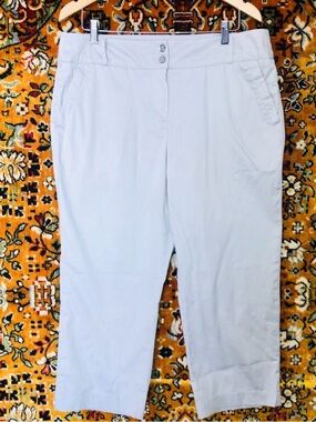 Sandro Sportswear Light Grey Capri Pants sz 14 Cotton Slim Fit Cropped Trousers